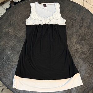 Y2K Wrapper Black and White Floral Mini Dress